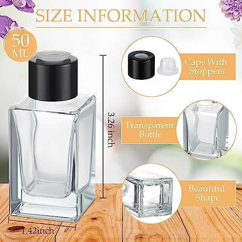 Umigy 50 Set Glass Diffuser Bottles Reed Diffuser Empty Jars Clear Fragrance Bottle with Black Caps 50ml 1.7 oz Essential Oil Jars for DIY Fragrance - Image 3