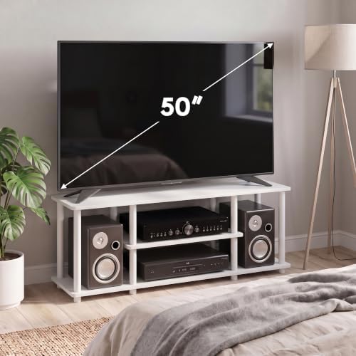 Furinno Turn-N-Tube 3-Tier Toolless Assembly TV Stand, White - Image 2