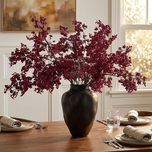 3 Pcs Artificial Berry Stem Spring Faux Flowers,35" Stems Fake Dried Berries, Faux Berry Picks for Vase,Wabi-Sabi Floral Decor for Home, Wedding,Table Centerpiece,Fall,Boho Decor (Red) by Unknown