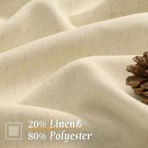 LAMIT Semi Sheer Beige Linen Curtains 63 Inch Length for Bedroom 2 Panels - Image 2