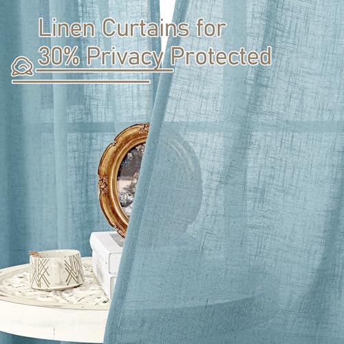 LAMIT Short Window Sheer Linen Curtains 30 Inch Length for Cafe 2 Panels - Image 5