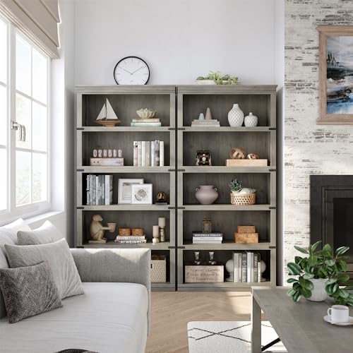 GarveeHome 5 Tier Farmhouse Bookcase, 67.4" Tall Book Shelf with Storage - Image 4