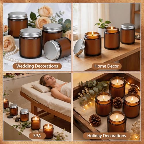 24 PCS 6oz Bulk Mini Scented Soy Candles Gift Set, Mahogany & Teakwood Aromatherapy Mason Jar Candles, Long-Lasting Relaxing Candle Favors, Ideal for Home Decor & Holiday Wedding Bulk Gifts - Image 5