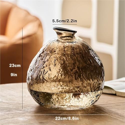 Unique Clear Glass Vase Hammered Fluted Unique Flower for Centerpieces Aesthetic Room Decor(Brown) - Image 5
