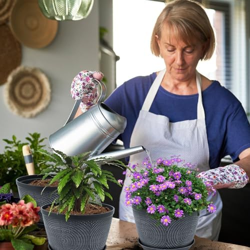 Quarut Flower Pots for Outdoor,Plastic Plant Pots with Drainage Hole & Tray - Image 2