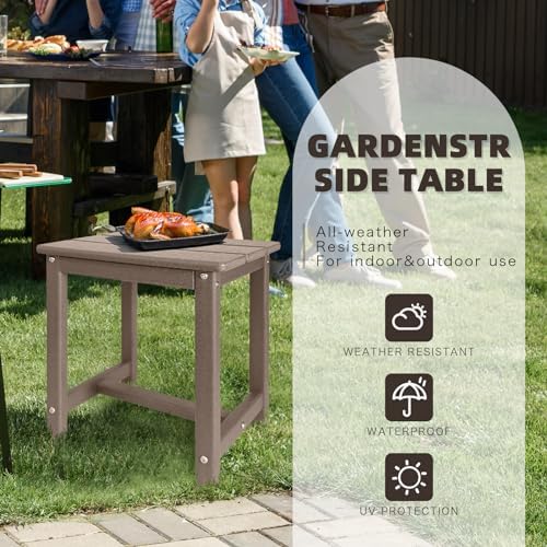 GARDENSTAR Adirondack Square Side Table,one-Tier Outdoor end Table, Patio Side Table for Pool,Porch,Backyard,Relaxing Companion (Teak) - Image 4