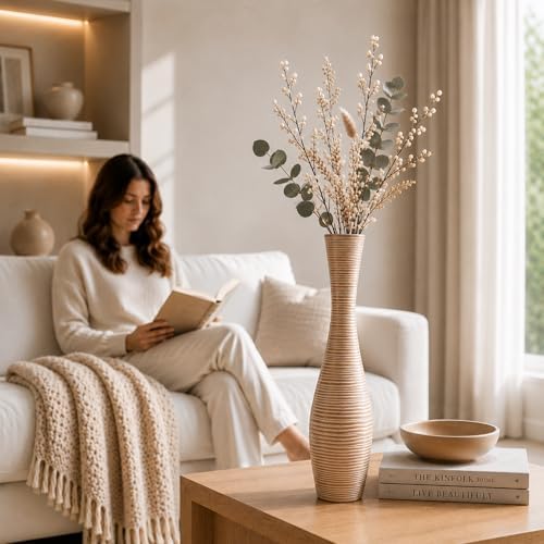 Leewadee Large Floor Vase 20 inches Polyresin for Pampas Grass, Dried Flowers - Image 2