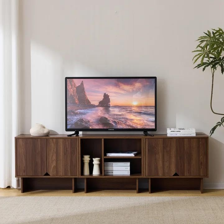 70 Inch TV Stand, Walnut TV Stand Entertainment Center with Storage by Lab+Cosi