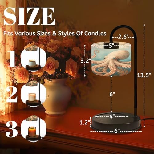 Candle Warmer Lamp with Timer Beach Decor Ocean Sea Turtle Octopus Coastal Teal Vintage Whale Dimmable Wax Warmer with 4 Bulbs for Jar Candles Women Birthday Gifts House Warming New Home Decor - Image 2