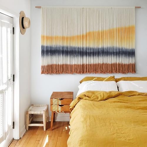 Flber Macrame Wall Hanging Extra Large Dip Dye Boho Wall Decor 57" W*35" L - Image 3