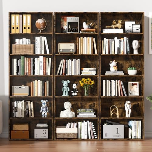 Shintenchi Bookshelf,6-Tier Open Bookcase and Bookshelves,6 Shelf Display Storage Shelves Floor Standing 70.6 inches Tall Bookcase for Home Office, Living Room (Brown) - Image 4