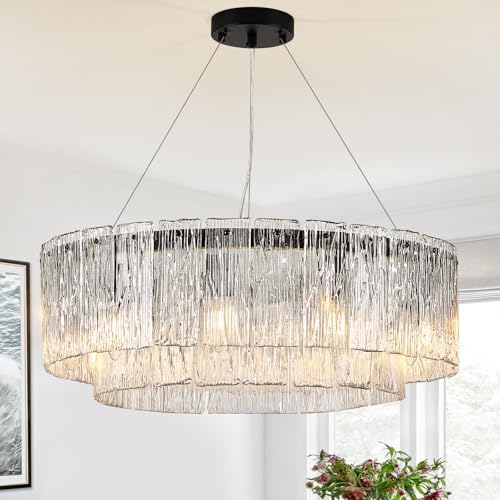 CATINER Modern 24" Crystal Glass Chandelier 10-Light Black Chandeliers by CATINER
