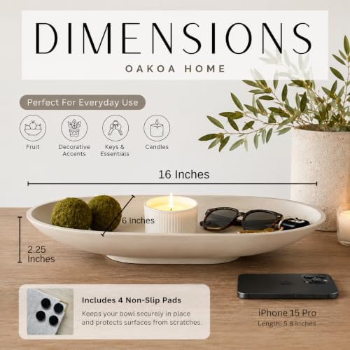 OAKOA Long Decorative Bowl - Dough Bowl Centerpiece - Oval Decorative Bowl - Image 5