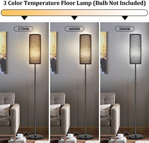 PARTPHONER Floor Lamp for Living Room, Modern Standing Lamps with Lampshade, Minimalist Tall Lamp with Foot Switch for Living Room, Bedroom, Kids Room, Office(Bulb Not Included) - Image 2