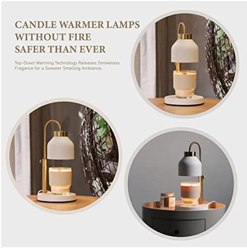 AIKUT Candle Warmer Lamp, with 2 Bulbs,Timer & Dimmer,Compatible with Large Yankee Candle Jars,3 Wick Candles,Height Adjustable Electric Top Candle Melter,White,110-120v - Image 3