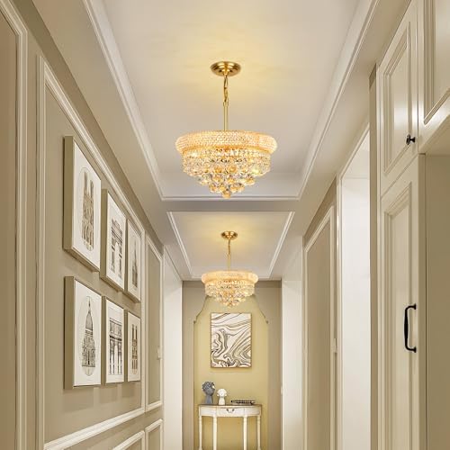 Gold Crystal Chandeliers for Dining Room，4-Lights D15 Inch - Image 3