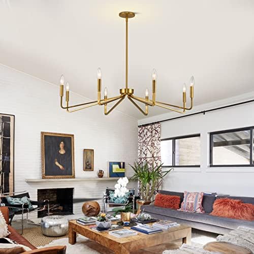 8-Light 38" Brass Modern Candle Chandelier for Dining Living Room - Image 3