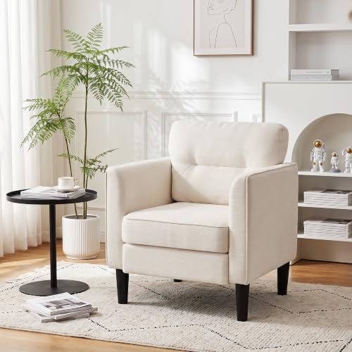 Kromax Accent Chair for Living Room, Comfy Upholstered Armchair, White - Image 3