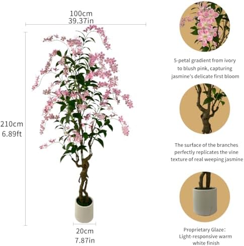 7ft Artificial Pink Jasmine Potted Tree - Image 2