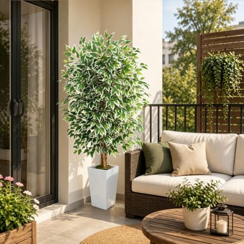 GTIDEA 6FT Ficus Tree Artificial, Fake Indoor Plants with Tapered Planter - Image 6