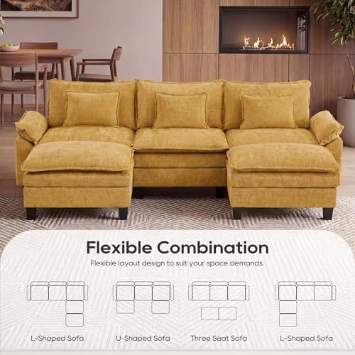 URRED Oversized Modular Sectional Sofa，Yellow：122" U Shaped - Image 4
