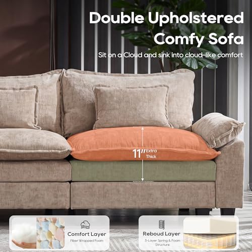 URRED Oversized Modular Sectional Sofa，Khaki：87" L Shaped - Image 4