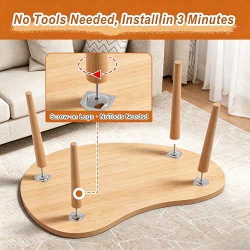 Coffee Table Low Table with Solid Wood Legs, 31.5x19.7" Large Coffee Table Side Table, Floor Table Desk for Sitting on The Floor, Living Room Furniture for Office Apartment Home, Mango Natural - Image 5
