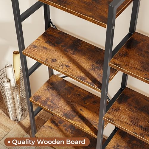 SUPERJARE Triple Bookshelf, Bookcase with 11 Open Display Shelves, Wide Book Shelf Book Case for Home & Office, 4 Tier, Brown - Image 6
