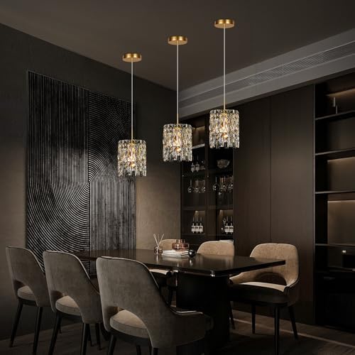 Modern K9 Gold Crystal Pendant Lights Kitchen Island Set of 3 - Image 5