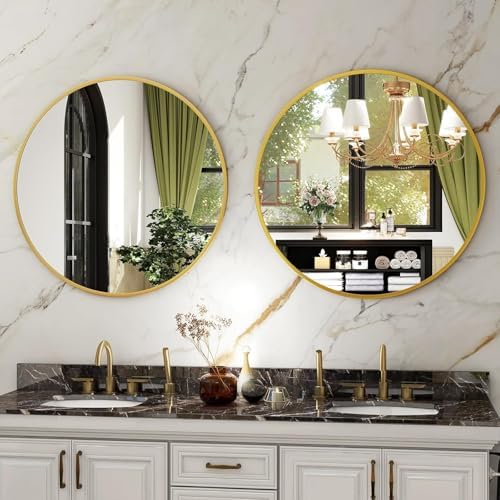 HARRITPURE Round Mirror 36 Gold Wall Mounted Circle Mirrors - Image 4