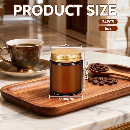 24 Pack 6 oz Coffee Scented Soy Candles, Bulk Glass Jar Aromatherapy Candles, Long Lasting Soy Wax Candles for Home, Wedding, Party & Stress Relief - Image 2