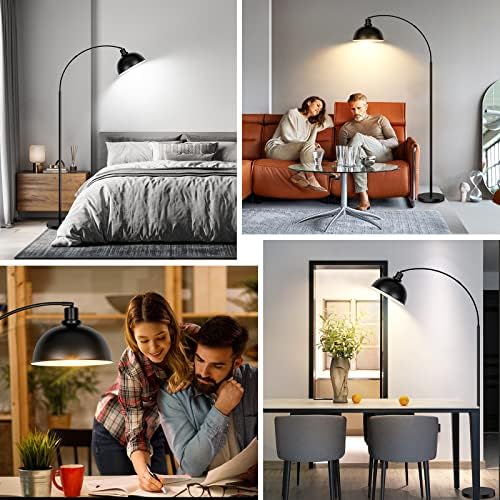 Arc Floor Lamps for Living Room, Modern Tall Standing Lamp Remote Control,Stepless Dimmable Black Floor Lamp with Hanging Dome Shade, Over Couch Arched Reading Lamp for Bedroom (Bulb Included) - Image 7