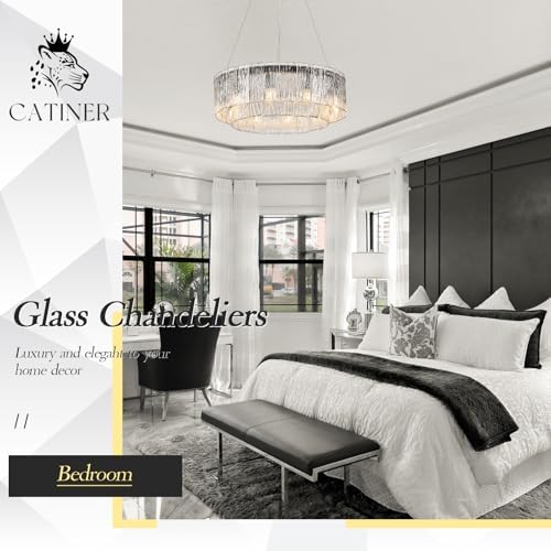 CATINER Modern 24" Crystal Glass Chandelier 10-Light Black Chandeliers - Image 7