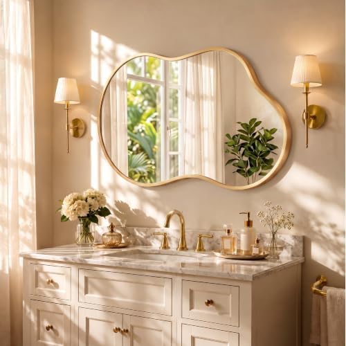 Bathroom Mirror for Over Sink-Gold Home Decor Wall Mirror 26"x 46" Single - Image 2