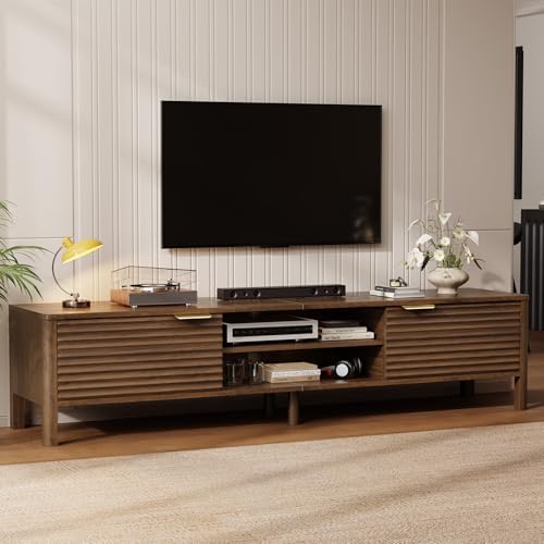 TV Stand for Living Room up to 80 Inch TVs Entertainment Center Walnut 71" by IKALIFE