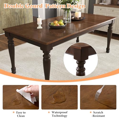 AMERLIFE 6 Piece Farmhouse Dining Set with 71" Solid Wood Table, Brown - Image 4
