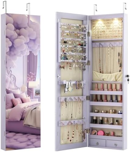 GIANTEX Wall or Door Mounted Jewelry Armoire with Full Length Mirror, 47.5" by Giantex