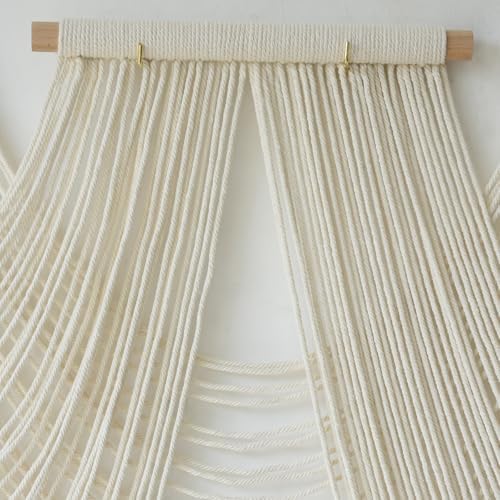 Macrame Wall Hanging Ivory Handmade Geometric Wall Art Fiber Woven Decor - Image 6