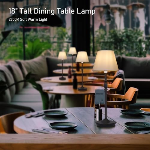 Cordless Table Lamp Portable Small LED Touch Lamp with Dimmer, 18" 2700K Rechargeable Battery Light for Bedside, Dining Room, Bedroom Lamp, Patio, Bar, Night Light, Bathroom (Sand Black) - Image 2