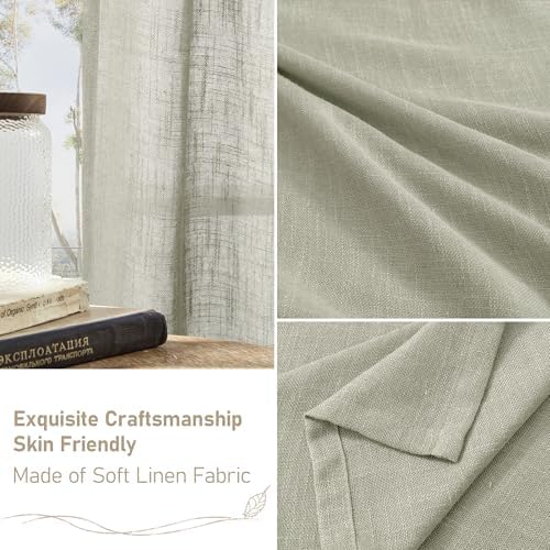 LAMIT Sage Grey 72 inch Linen Curtains for Living Room, 52 x 72 Inch - Image 6