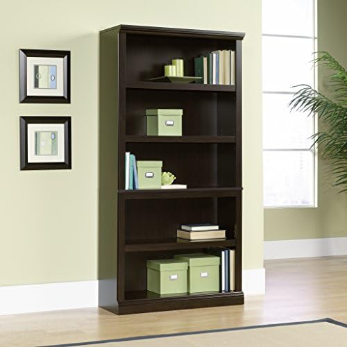 Sauder 5 Tier Book Shelf Wooden Bookcase Multipurpose Bookshelf for Home Office, Living Room, in Jamocha Wood - Image 2