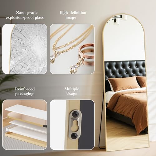 DUMOS Arched Mirror Full Length Floor, 59x16 Inch Full Body Standing Mirror - Image 4