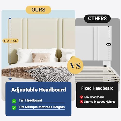 Allewie Queen Platform Bed Frame with Velvet Upholstered Headboard - Image 6