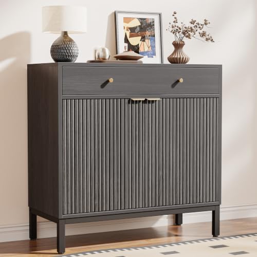 Mericonia Sideboard Buffet Cabinet Storage, Modern Wood Console Fluted Credenza by MERICONIA