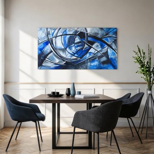Abstract Wall Art Decor Wall Art Pictures for Living Room Abstract Canvas Art Wall Decor Modern Blue Wall Art Prints Artwork for Walls Black and White Wall Art Decorations Home Office Decor 20" X 40" - Image 6
