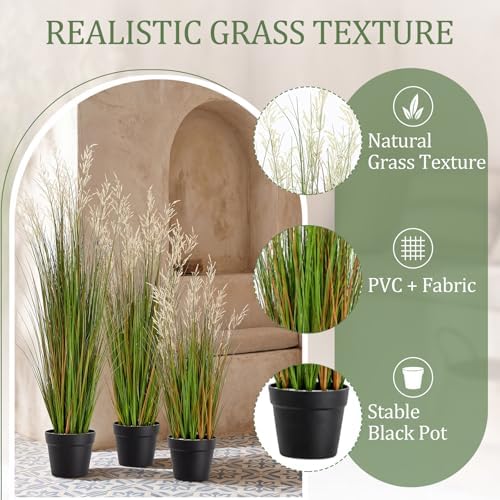 Jexine 3 Pcs 3/4/5 ft Tall Artificial Grass Plant Potted Artificial Greenery Floor Plants Faux Pampas Grass Tall in Pot for Housewarming Gift House Garden Bathroom Lobby Outdoor Decoration - Image 3