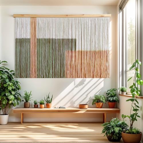 Sdjazl Woven Boho Macrame Wall Hanging Home Decor Tapestry Dip-Dyed Large Modern Handmade Colorful Mountain Landspace for Living room (khaki) by Sdjazl