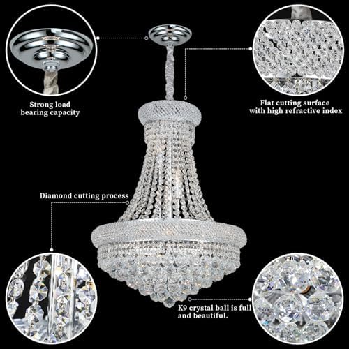 Chrome Crystal Chandeliers for Dining Room，12-Lights D22 Inch - Image 6