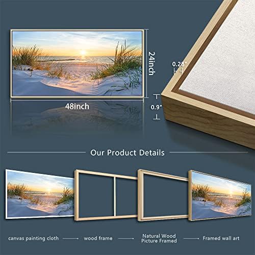 MHARTK66 Framed Wall Art for Living Room Modern Wall Decor for Bedroom Beach Landscapes Painting Coastal Picture Ocean Sunset Artwork for Walls Canvas Prints for Bathroom Office Large Home Decorations - Image 6