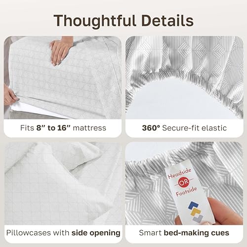 California Design Den Soft 100% Cotton Sateen King Bed Sheet Set, 4 Pc - Image 5